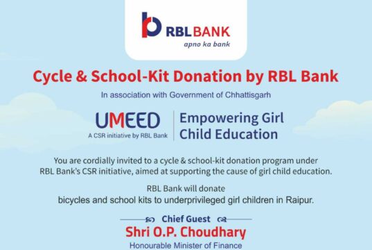 आरबीएल बैंक द्वारा साइकिल और स्कूल-किट डोनेशन का कार्यक्रम
